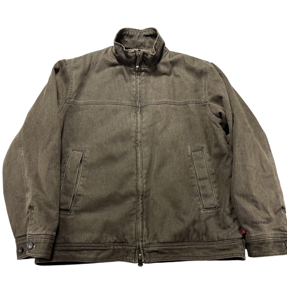 Woolrich Jacket Mens Large Brown Canvas Sherpa Lined Full Zip Workwear Saddle